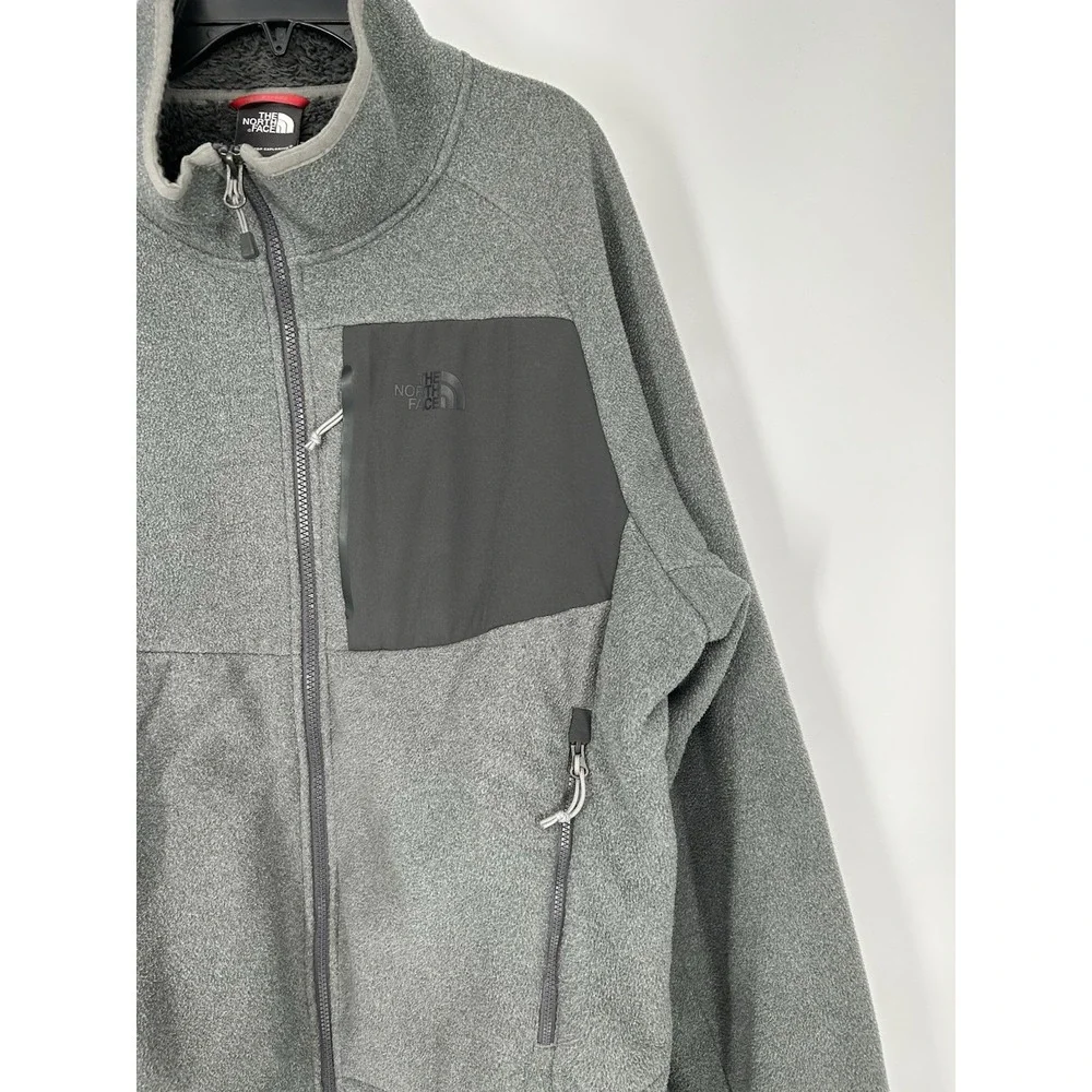 The North Face Chimborazo Sherpa Lined Fleece Jacket Full Zip Up Grey Mens Large